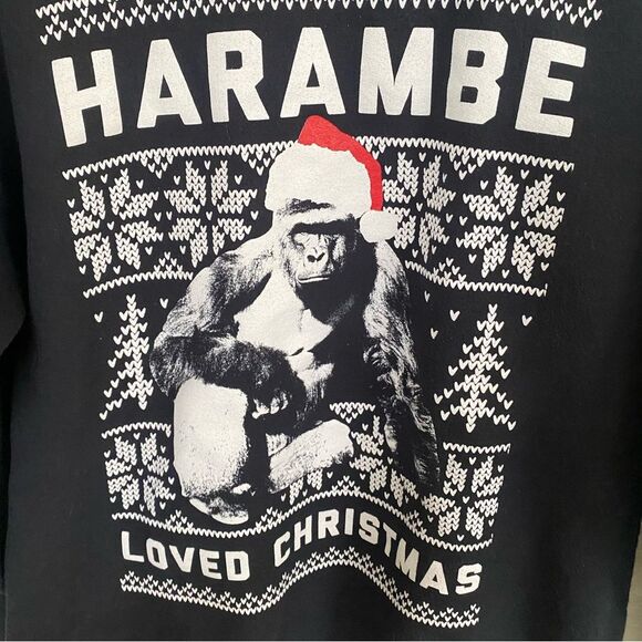 HARAMBE Christmas Sweatshirt crew sz small Gorilla novelty 2016 ugly sweater - Picture 6 of 8